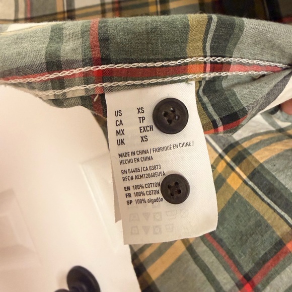 American Eagle Seriously Soft Plaid Button Down Shirt Men’s XS Green Classic Fit - Picture 5 of 6